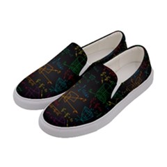 Mathematical Colorful Formulas Drawn By Hand Black Chalkboard Women s Canvas Slip Ons by Vaneshart