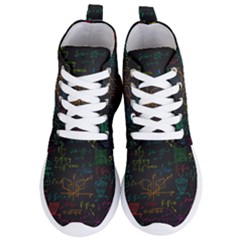 Mathematical Colorful Formulas Drawn By Hand Black Chalkboard Women s Lightweight High Top Sneakers by Vaneshart