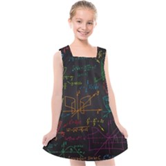 Mathematical Colorful Formulas Drawn By Hand Black Chalkboard Kids  Cross Back Dress by Vaneshart