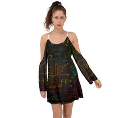 Mathematical Colorful Formulas Drawn By Hand Black Chalkboard Kimono Sleeves Boho Dress by Vaneshart