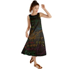 Mathematical Colorful Formulas Drawn By Hand Black Chalkboard Summer Maxi Dress by Vaneshart