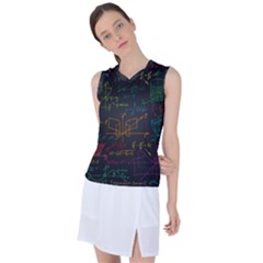 Mathematical Colorful Formulas Drawn By Hand Black Chalkboard Women s Sleeveless Sports Top