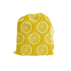 Lemon Fruits Slice Seamless Pattern Drawstring Pouch (large) by Vaneshart