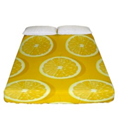 Lemon Fruits Slice Seamless Pattern Fitted Sheet (california King Size) by Vaneshart