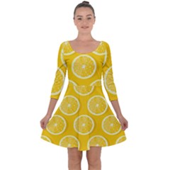 Lemon Fruits Slice Seamless Pattern Quarter Sleeve Skater Dress by Vaneshart