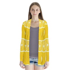 Lemon Fruits Slice Seamless Pattern Drape Collar Cardigan by Vaneshart