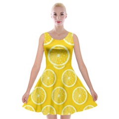 Lemon Fruits Slice Seamless Pattern Velvet Skater Dress by Vaneshart