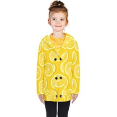 Lemon Fruits Slice Seamless Pattern Kids  Double Breasted Button Coat by Vaneshart