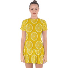 Lemon Fruits Slice Seamless Pattern Drop Hem Mini Chiffon Dress by Vaneshart