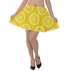 Lemon Fruits Slice Seamless Pattern Velvet Skater Skirt by Vaneshart