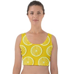 Lemon Fruits Slice Seamless Pattern Velvet Crop Top by Vaneshart