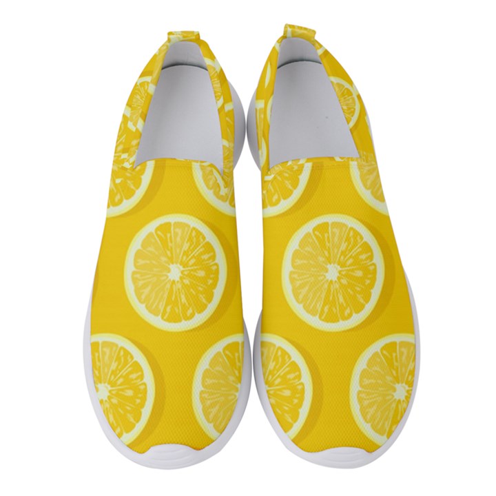 Lemon Fruits Slice Seamless Pattern Women s Slip On Sneakers