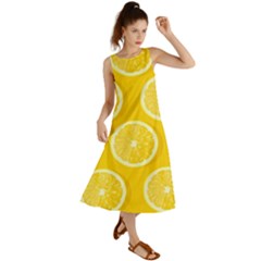 Lemon Fruits Slice Seamless Pattern Summer Maxi Dress by Vaneshart