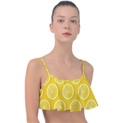 Lemon Fruits Slice Seamless Pattern Frill Bikini Top