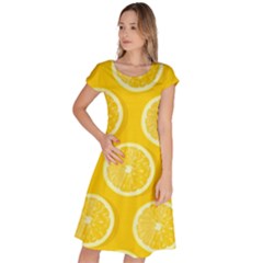 Lemon Fruits Slice Seamless Pattern Classic Short Sleeve Dress