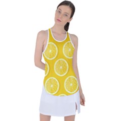 Lemon Fruits Slice Seamless Pattern Racer Back Mesh Tank Top by Vaneshart