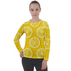 Lemon Fruits Slice Seamless Pattern Women s Long Sleeve Raglan Tee