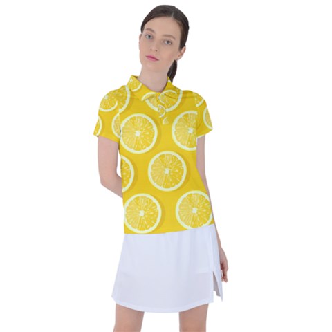 Lemon Fruits Slice Seamless Pattern Women s Polo Tee by Vaneshart