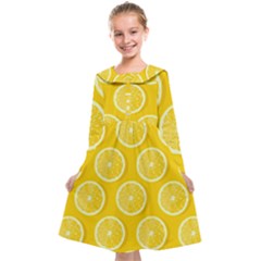 Lemon Fruits Slice Seamless Pattern Kids  Midi Sailor Dress by Vaneshart