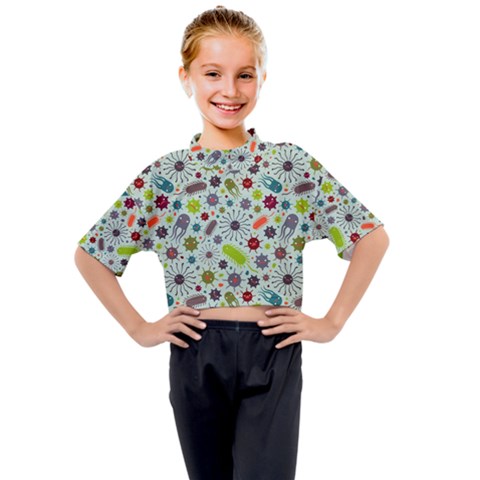 Seamless Pattern With Viruses Kids Mock Neck Tee by Vaneshart