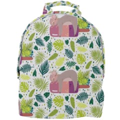 Cute Sloth Sleeping Ice Cream Surrounded By Green Tropical Leaves Mini Full Print Backpack by Vaneshart