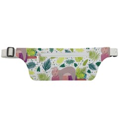 Cute Sloth Sleeping Ice Cream Surrounded By Green Tropical Leaves Active Waist Bag by Vaneshart