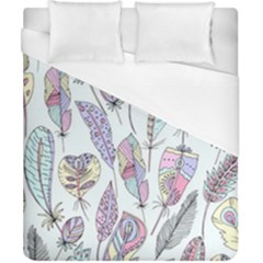 Vector Illustration Seamless Multicolored Pattern Feathers Birds Duvet Cover (california King Size) by Vaneshart