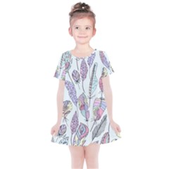 Vector Illustration Seamless Multicolored Pattern Feathers Birds Kids  Simple Cotton Dress by Vaneshart