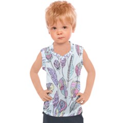 Vector Illustration Seamless Multicolored Pattern Feathers Birds Kids  Sport Tank Top