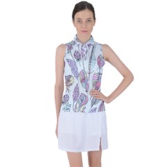 Vector Illustration Seamless Multicolored Pattern Feathers Birds Women s Sleeveless Polo Tee