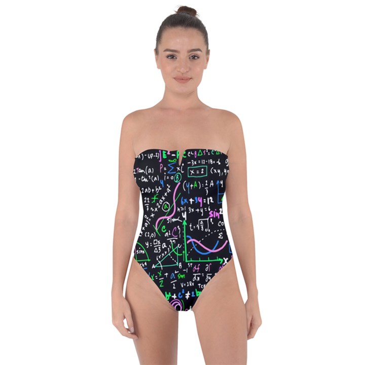 Math Linear Mathematics Education Circle Background Tie Back One Piece Swimsuit