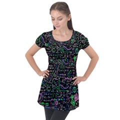 Math Linear Mathematics Education Circle Background Puff Sleeve Tunic Top by Vaneshart