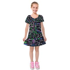 Math Linear Mathematics Education Circle Background Kids  Short Sleeve Velvet Dress