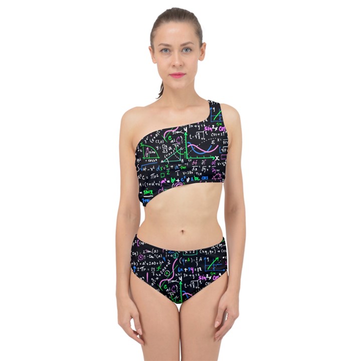 Math Linear Mathematics Education Circle Background Spliced Up Two Piece Swimsuit