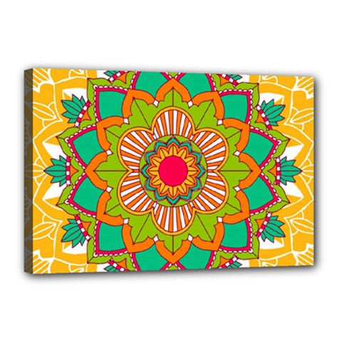 Mandala Patterns Yellow Canvas 18  X 12  (stretched)