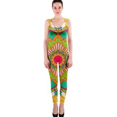 Mandala Patterns Yellow One Piece Catsuit by Vaneshart