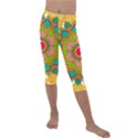 Mandala Patterns Yellow Kids  Lightweight Velour Capri Leggings  View1