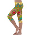 Mandala Patterns Yellow Kids  Lightweight Velour Capri Leggings  View2