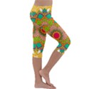 Mandala Patterns Yellow Kids  Lightweight Velour Capri Leggings  View3