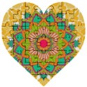 Mandala Patterns Yellow Wooden Puzzle Heart View1