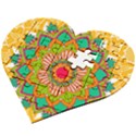 Mandala Patterns Yellow Wooden Puzzle Heart View2