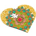 Mandala Patterns Yellow Wooden Puzzle Heart View3