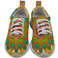 Mandala Patterns Yellow Kids Athletic Shoes