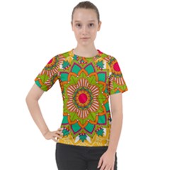 Mandala Patterns Yellow Women s Sport Raglan Tee