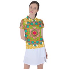 Mandala Patterns Yellow Women s Polo Tee