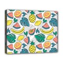 Seamless Pattern Tropical Fruit Banana Watermelon Papaya Lemon Orange Monstera Deluxe Canvas 20  x 16  (Stretched) View1