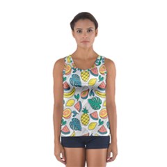 Seamless Pattern Tropical Fruit Banana Watermelon Papaya Lemon Orange Monstera Sport Tank Top  by Vaneshart