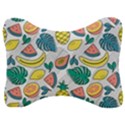 Seamless Pattern Tropical Fruit Banana Watermelon Papaya Lemon Orange Monstera Velour Seat Head Rest Cushion View1