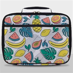 Seamless Pattern Tropical Fruit Banana Watermelon Papaya Lemon Orange Monstera Full Print Lunch Bag by Vaneshart