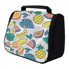 Seamless Pattern Tropical Fruit Banana Watermelon Papaya Lemon Orange Monstera Full Print Travel Pouch (small) by Vaneshart